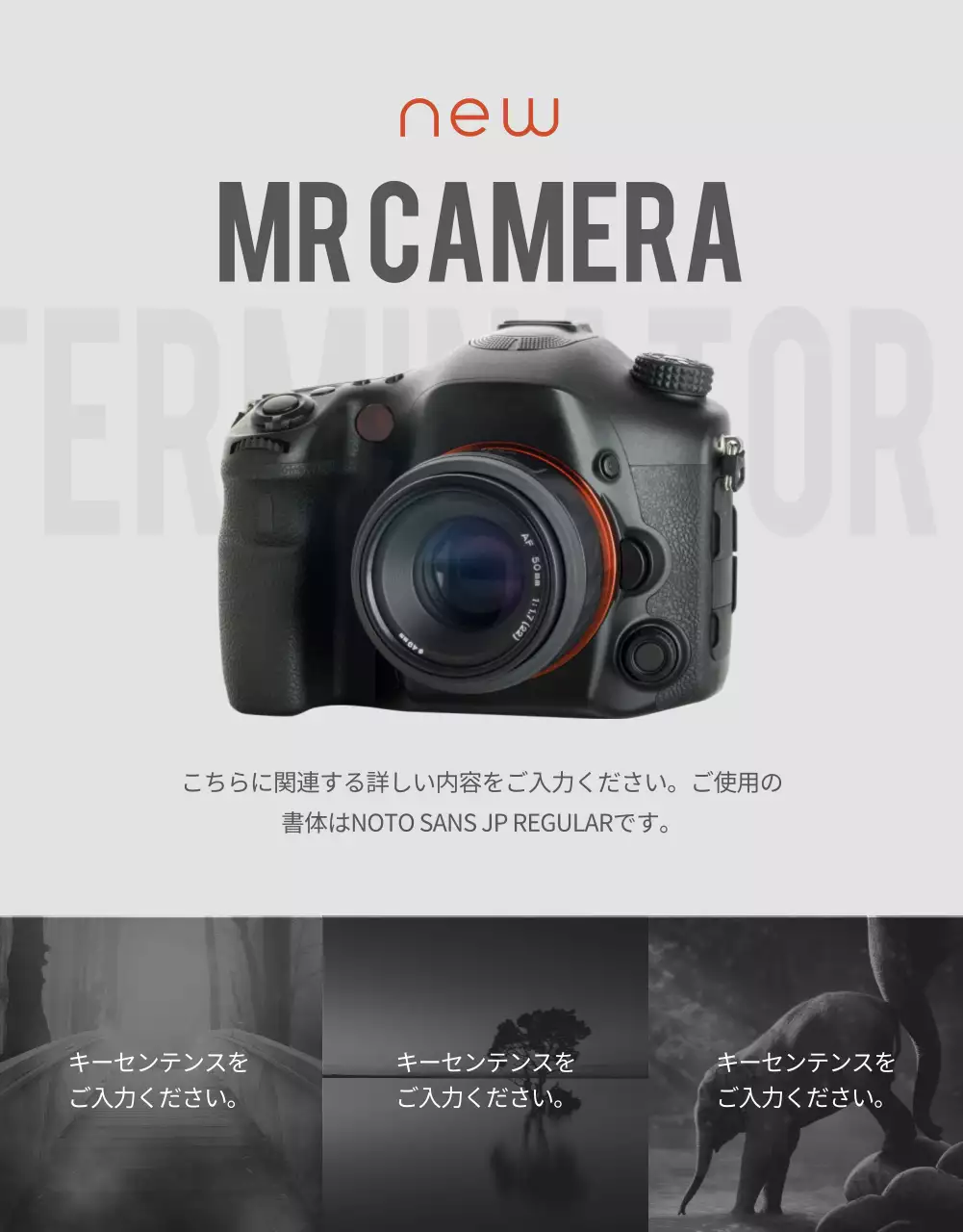 黒 モダン カメラ 広告 詳細ページ
