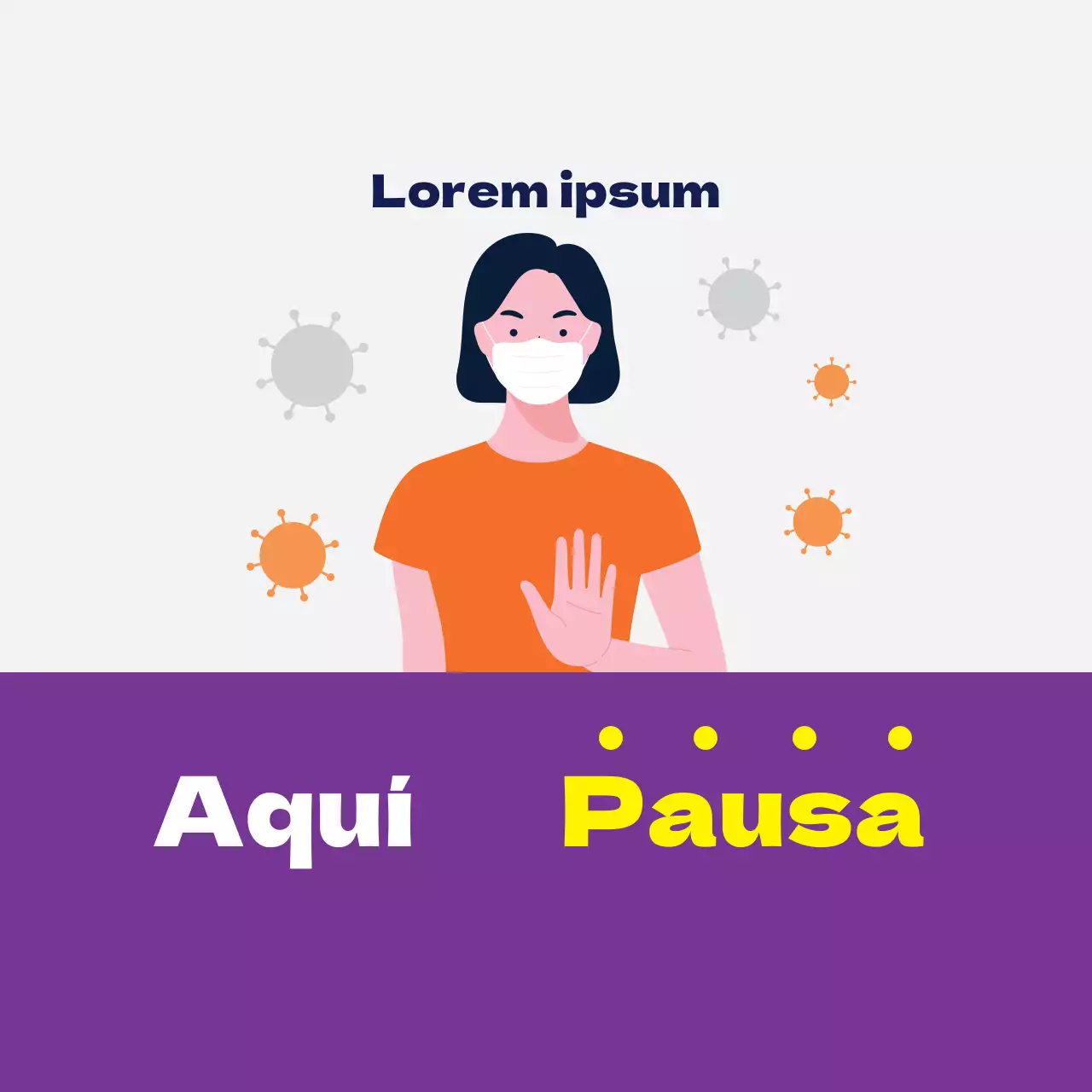Ilustración púrpura prevención de corona limpia