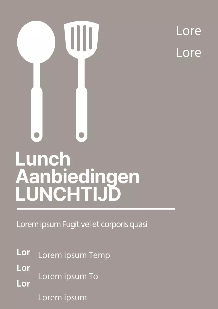 Eenvoudige restaurant lunch korting promotie met grijs kookgerei illustratie
