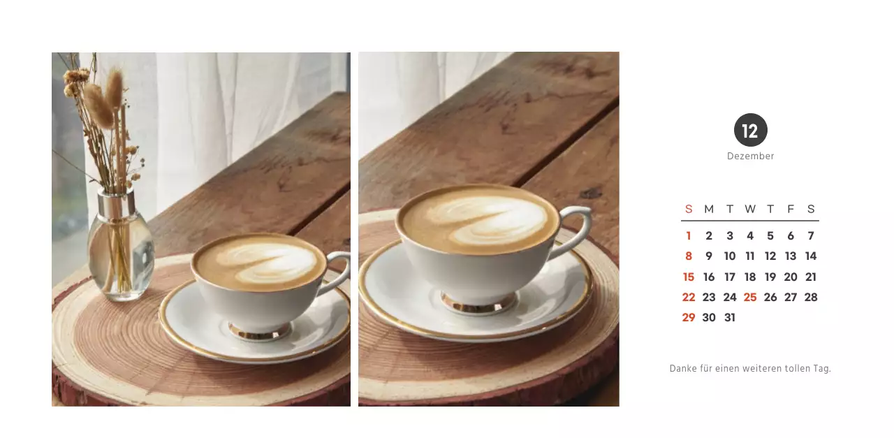 Café-Kalender im einfachen, modernen Stil