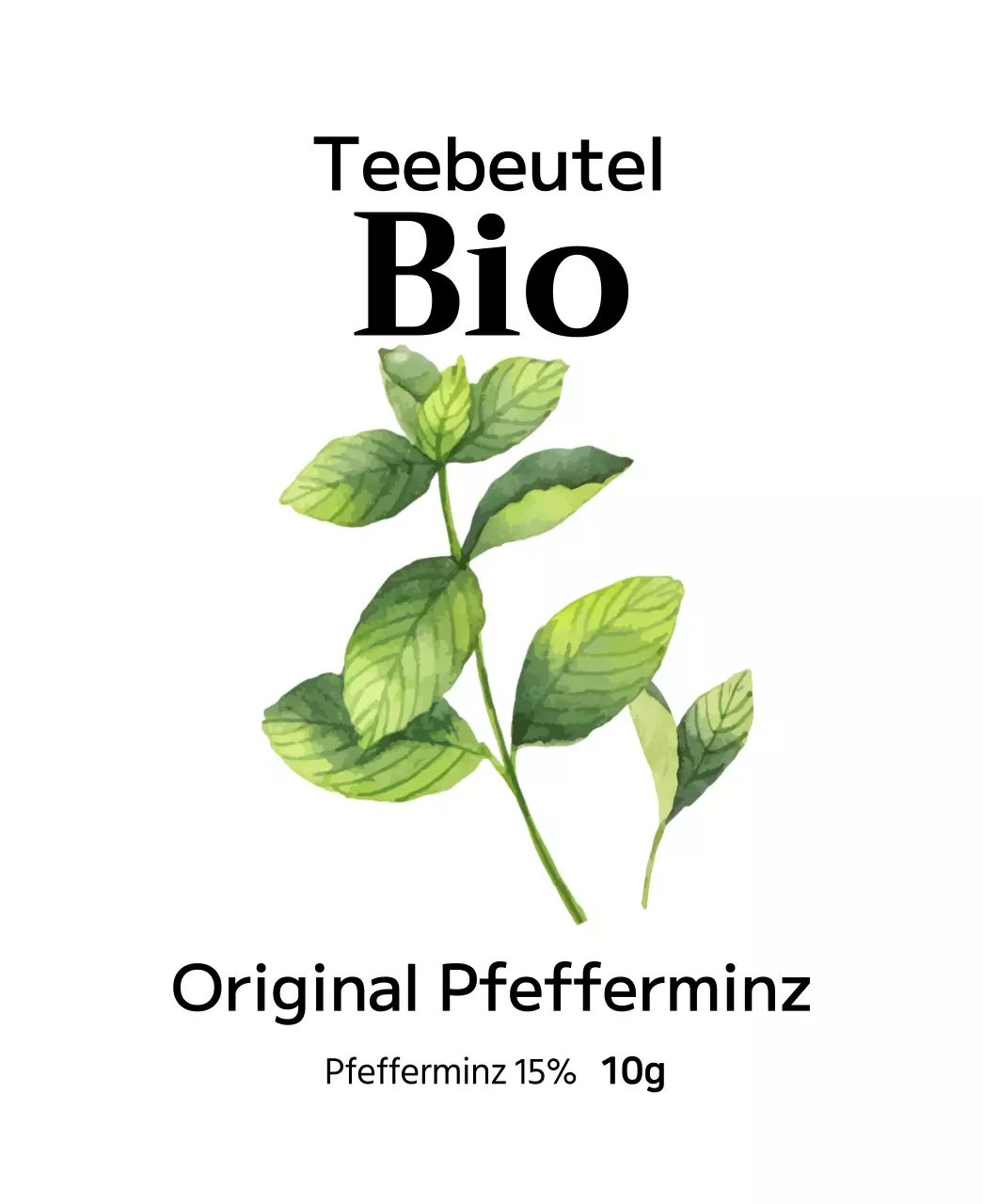 Bio-Früchteteebeutel mit Aquarellfruchtillustrationen