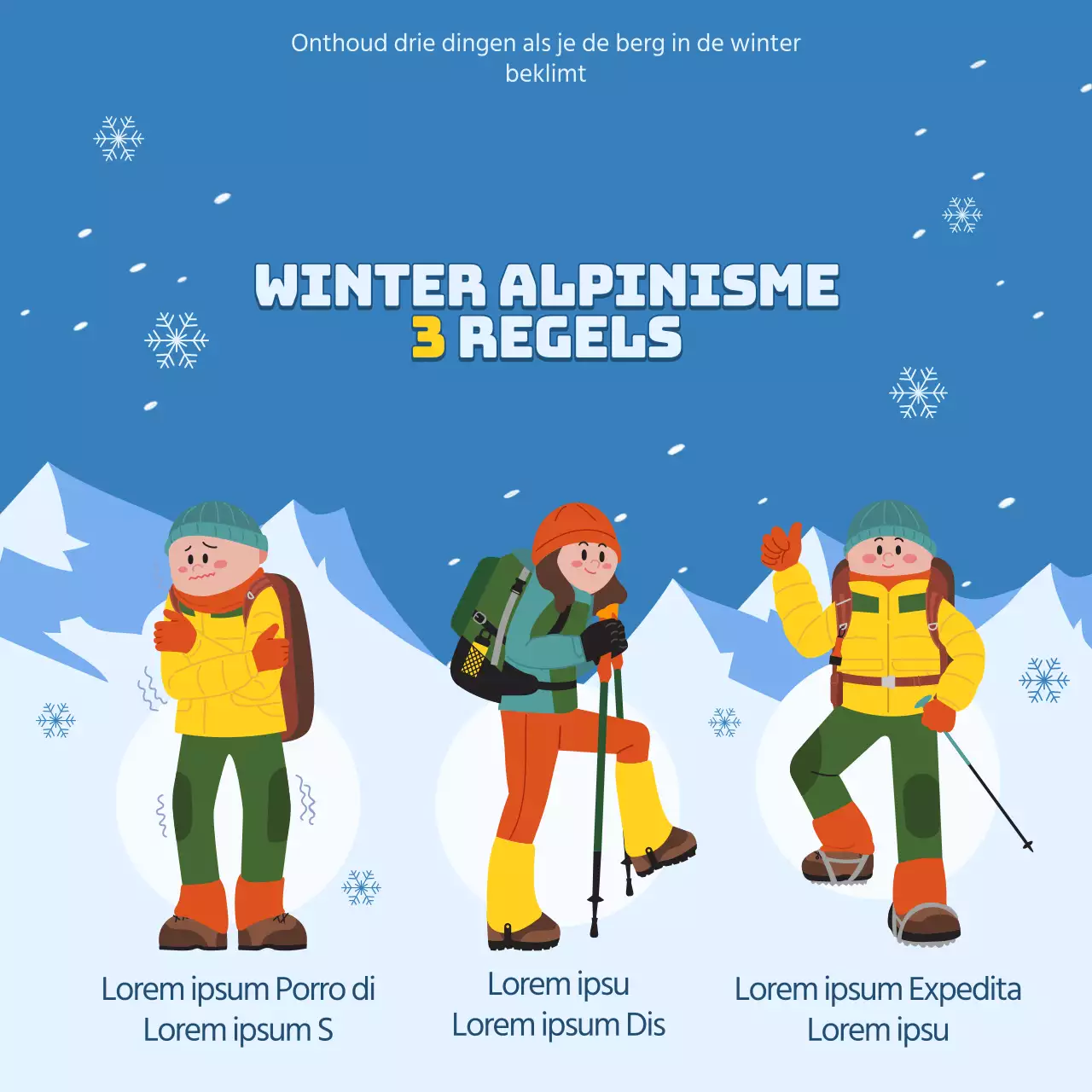 Blauw en lichtblauw wintermateriaal voor alpinisme