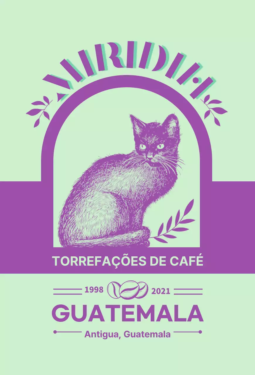 Um guia de marcas e grãos de café com um design tipográfico verde-limão e roxo3