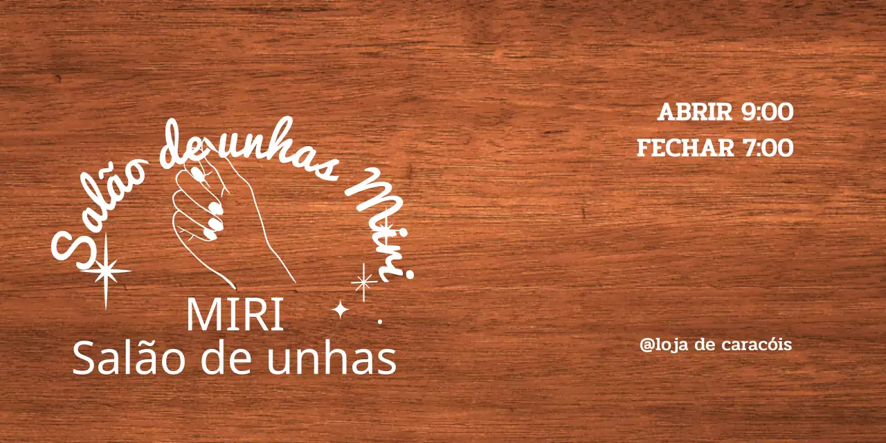 Um sinal clássico de um salão de manicura com texto branco e uma ilustração de uma mão em estrela.