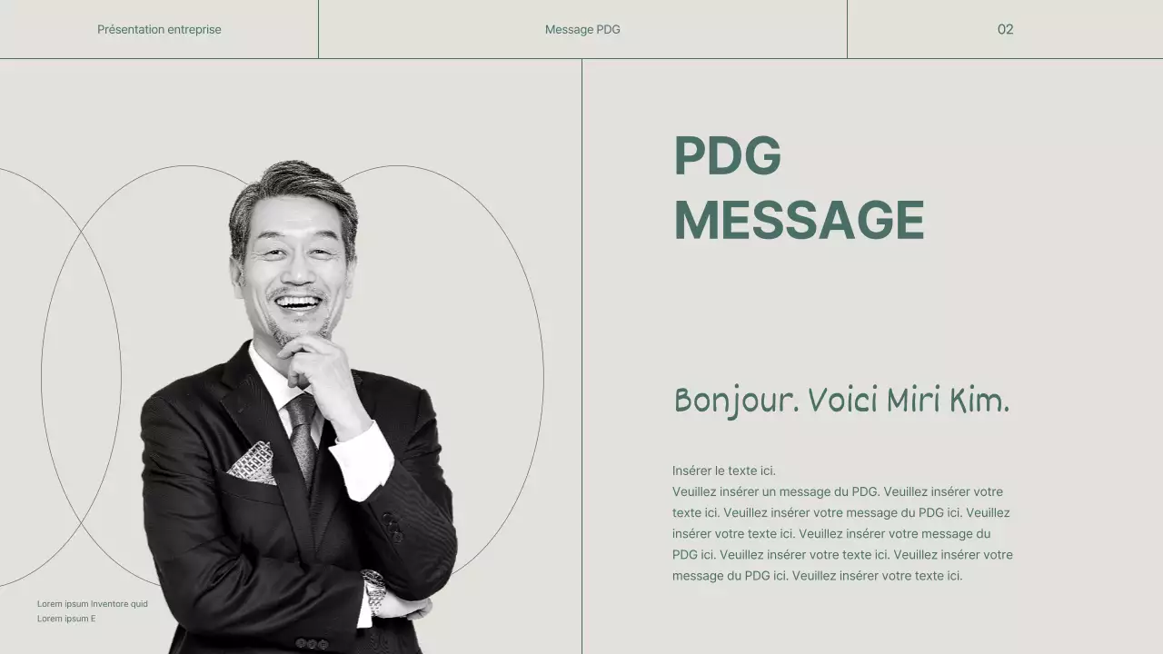 Un profil d'entreprise simple, vert et beige