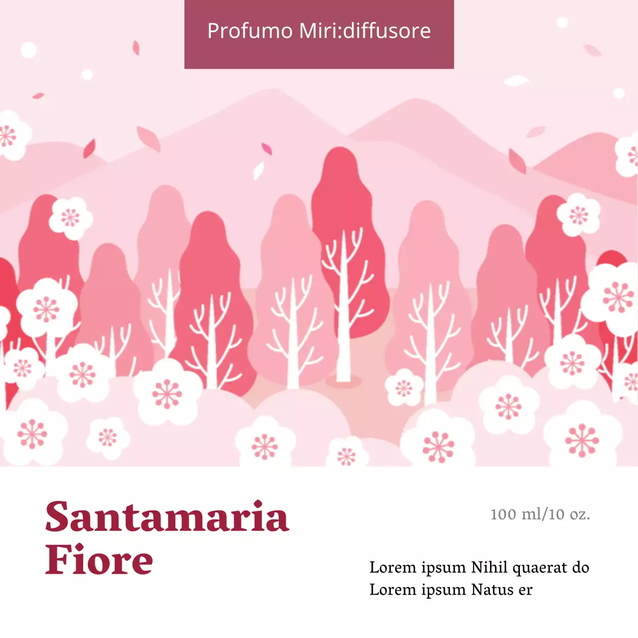 Etichetta di profumo ordinata con illustrazione rosa