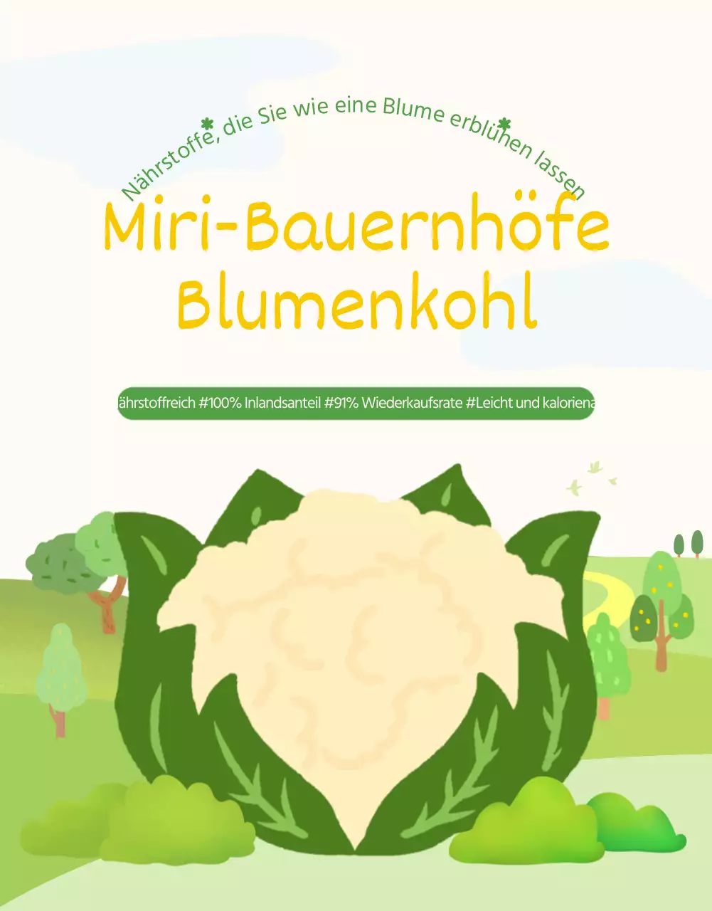 Förderung des grünen und gelben natürlichen Blumenkohls Beschreibung