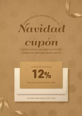 Lujoso cupón de Navidad con letras beige