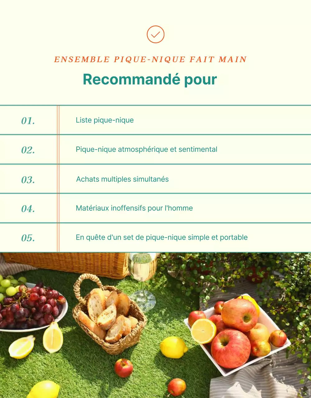 Un set de pique-nique simple et printanier en vert et jaune est maintenant en vente.