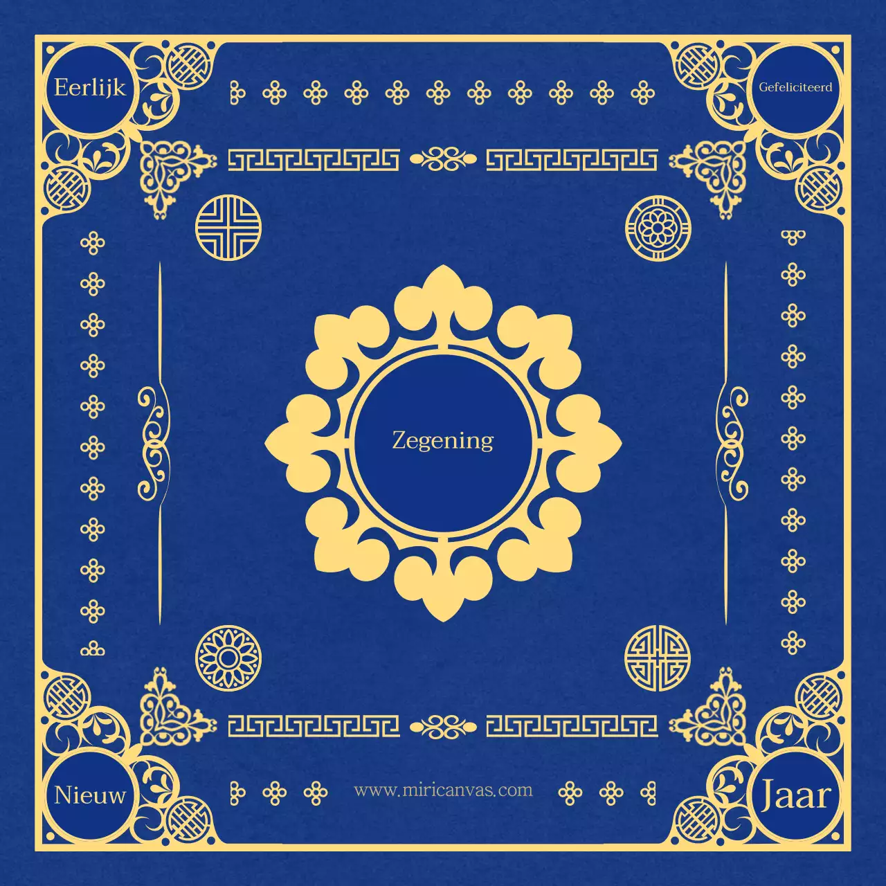 Traditionele blauw met geel concept wenskaart