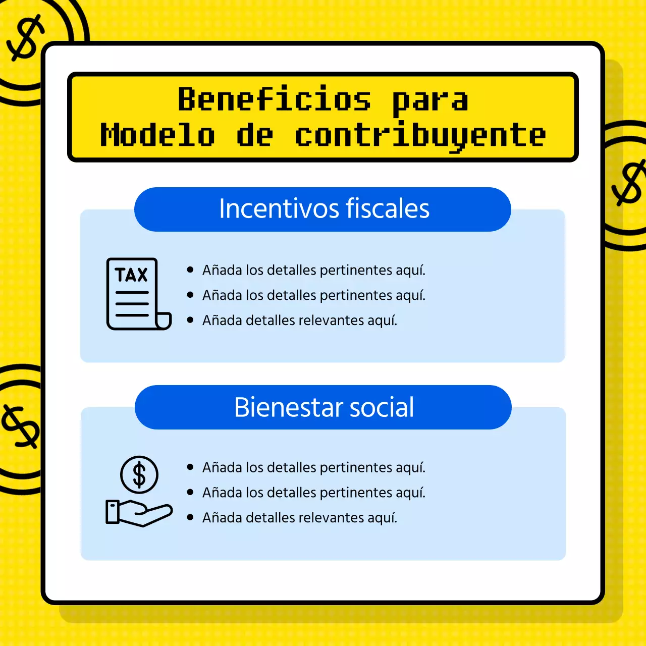 Suministro de información ejemplar al contribuyente con el tema de la calculadora amarilla (Card News)