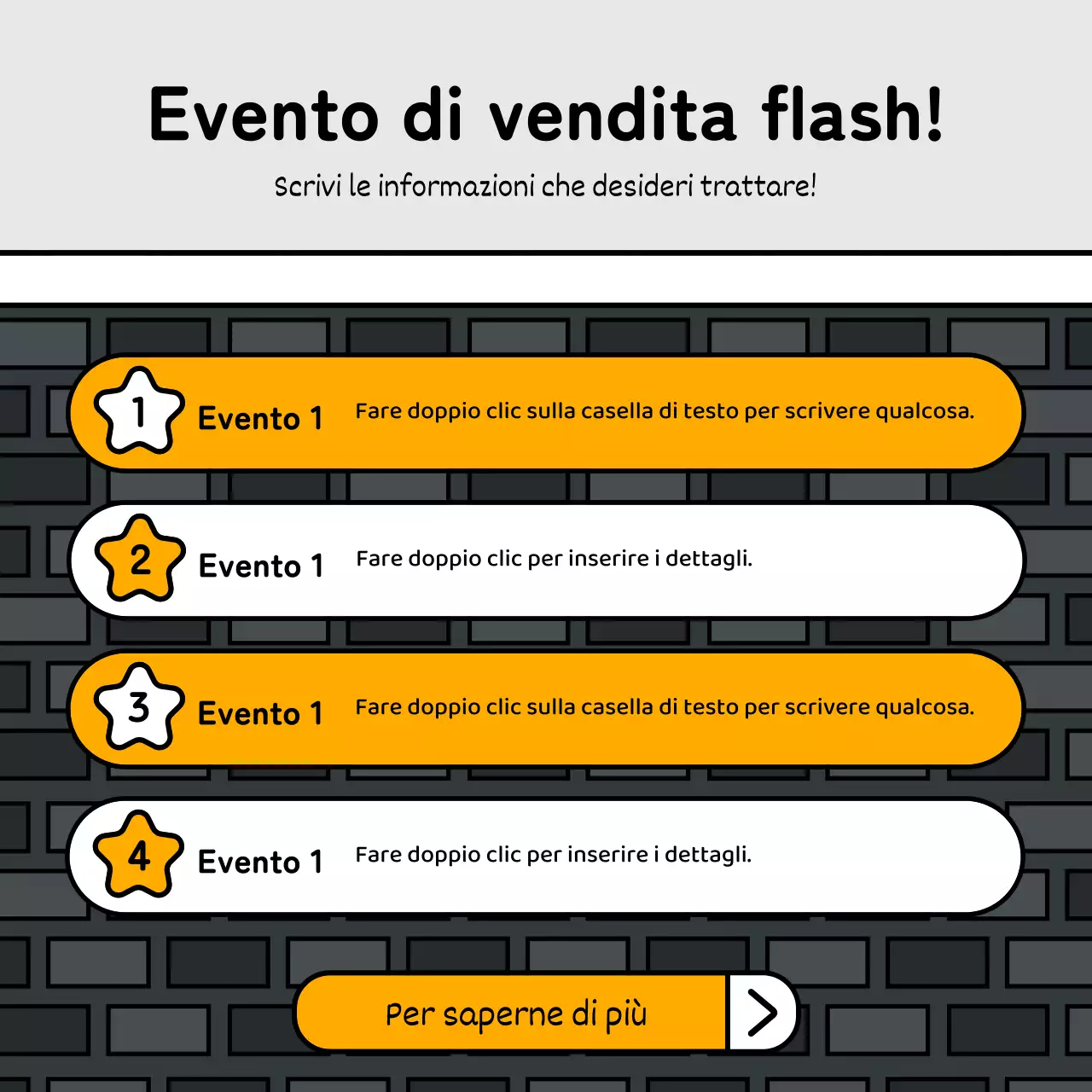 Evento di base e carino in stile illustrazione con accenti blu, rossi e gialli