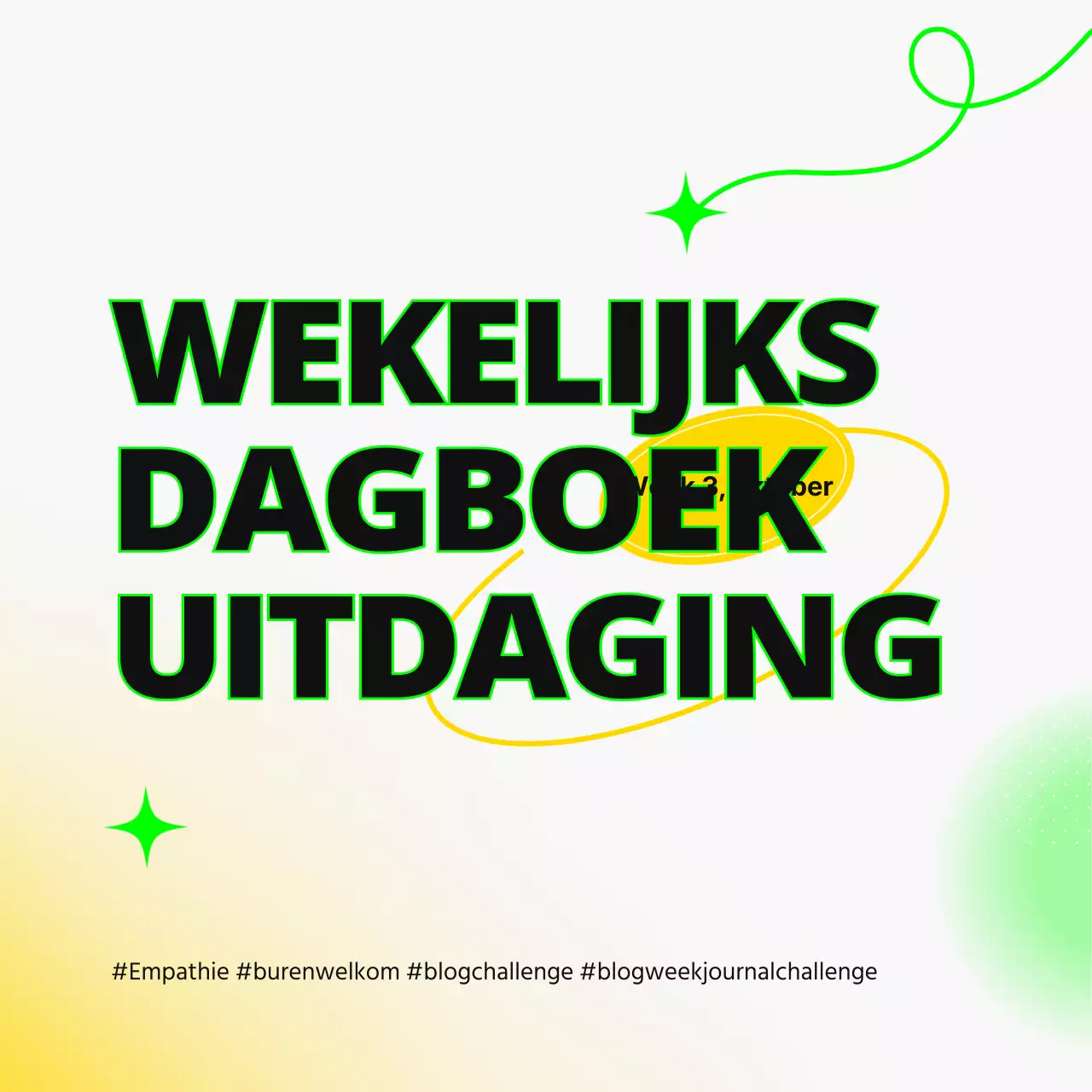 Eenvoudige geel-witte wekelijkse agenda omslag