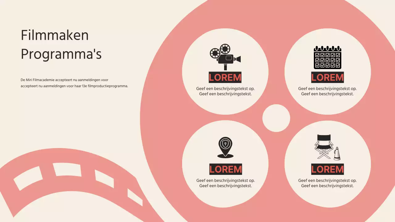 Promotie van de Film Concept School in vintage roze en beige