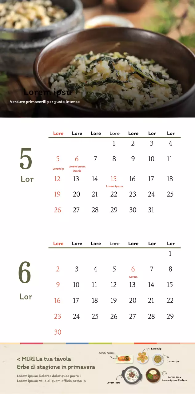 Calendario dei coupon del ristorante coreano tradizionale in beige e marrone