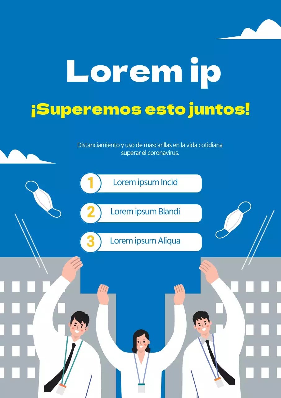 Crear una campaña de promoción de la cultura de empresa limpia con una ilustración de oficinistas azules