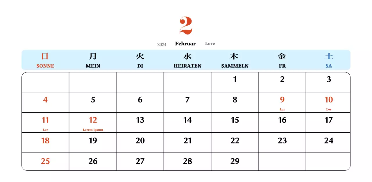 Retro-Konzept Nostalgie-Kalender in rot und blau