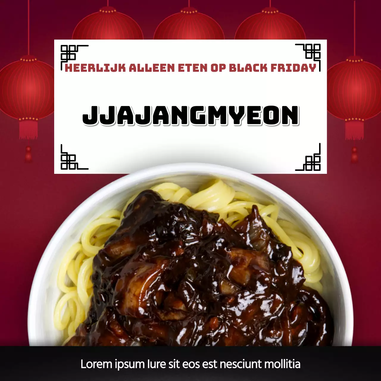 Rode rollen promoten de lancering van de traditionele Zwarte Dag Jajangmyeon Maaltijdkit