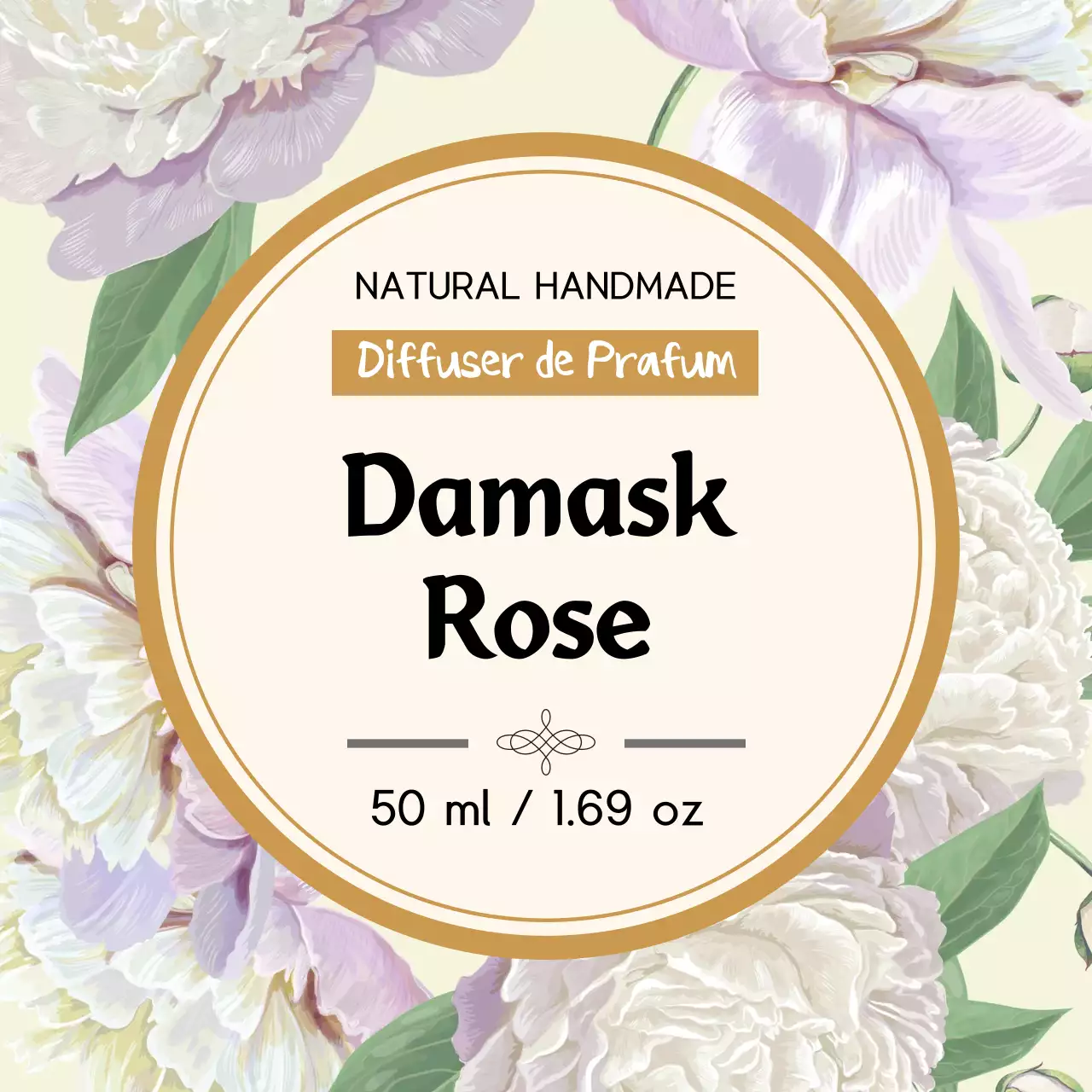 黄色いイラストのヴィンテージ感のある香水ラベル