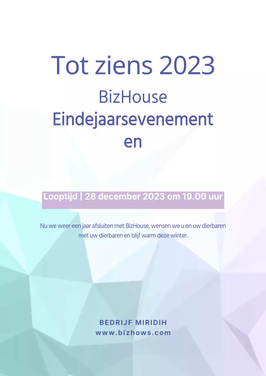 Een eenvoudige blauw-witte poster voor een bedrijfsfeest tijdens de feestdagen