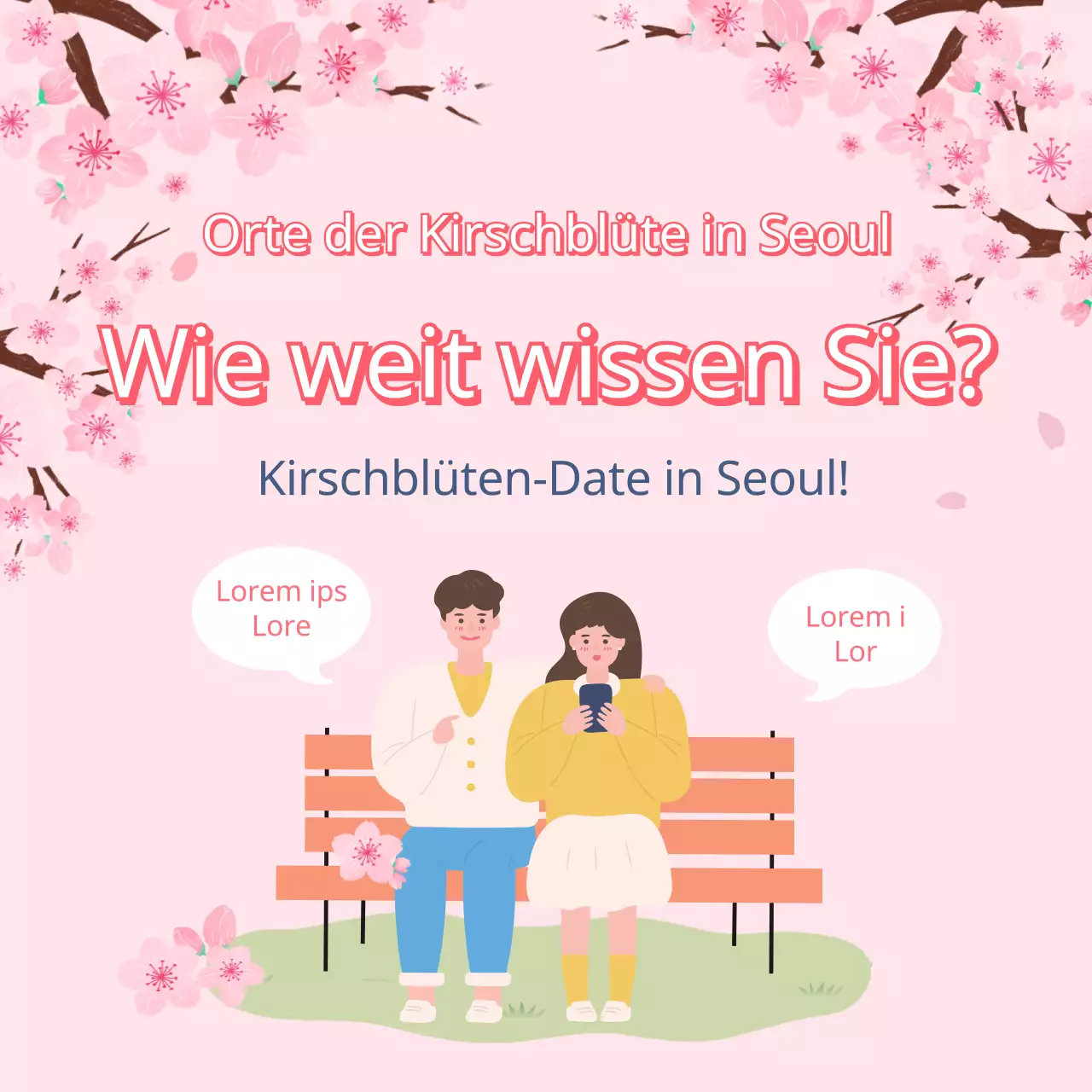 Illustrierte Kirschblütenflecken und Blütezeiten in Rosa