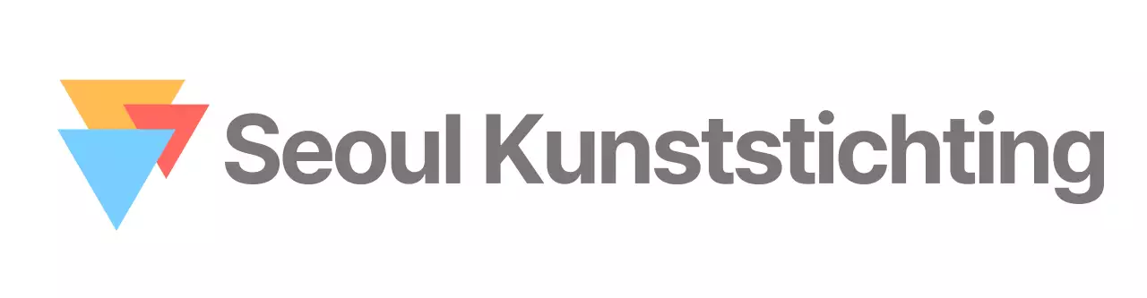Kunststichting logo met eenvoudige symbolen in blauw, rood en geel