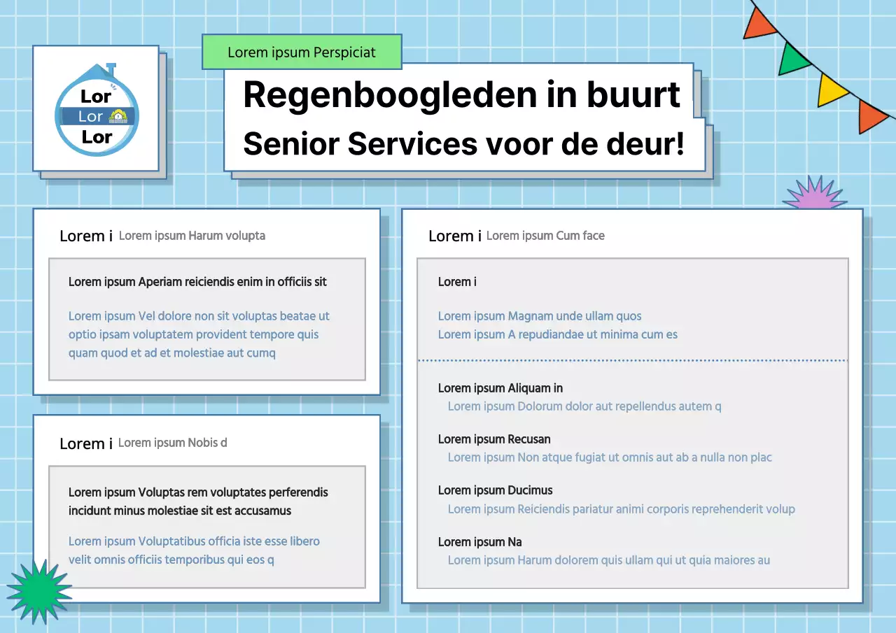 Eenvoudig notitieblokconcept in lichtblauw en wit voor informatie over welzijn voor senioren