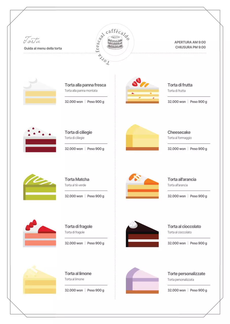 Illustrazione di una torta semplice in bianco e nero e istruzioni per il menu