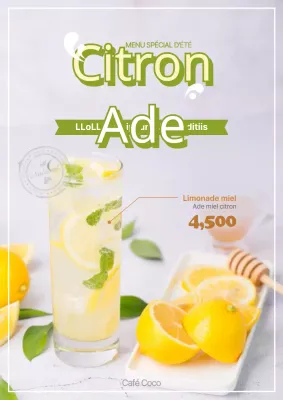 Annonce d'une nouvelle boisson au miel et à la limonade dans le menu