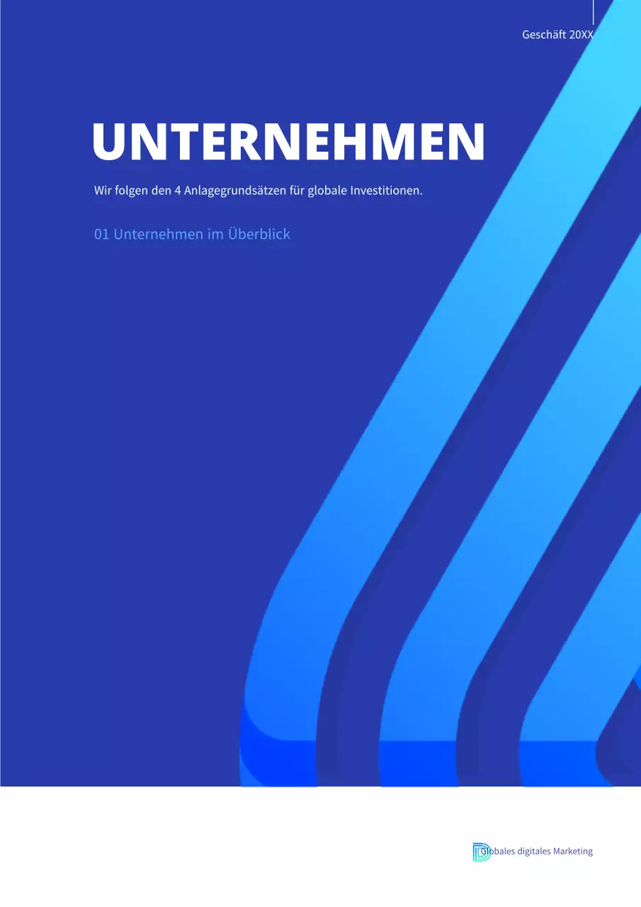 Blue Business Global Über uns Thema (Vertikales Unternehmensdokument)