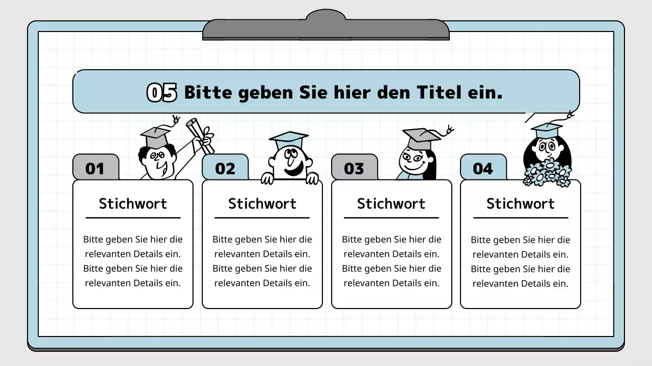 Hellblau und weiß Notizblock Konzept pädagogische Präsentation Kit