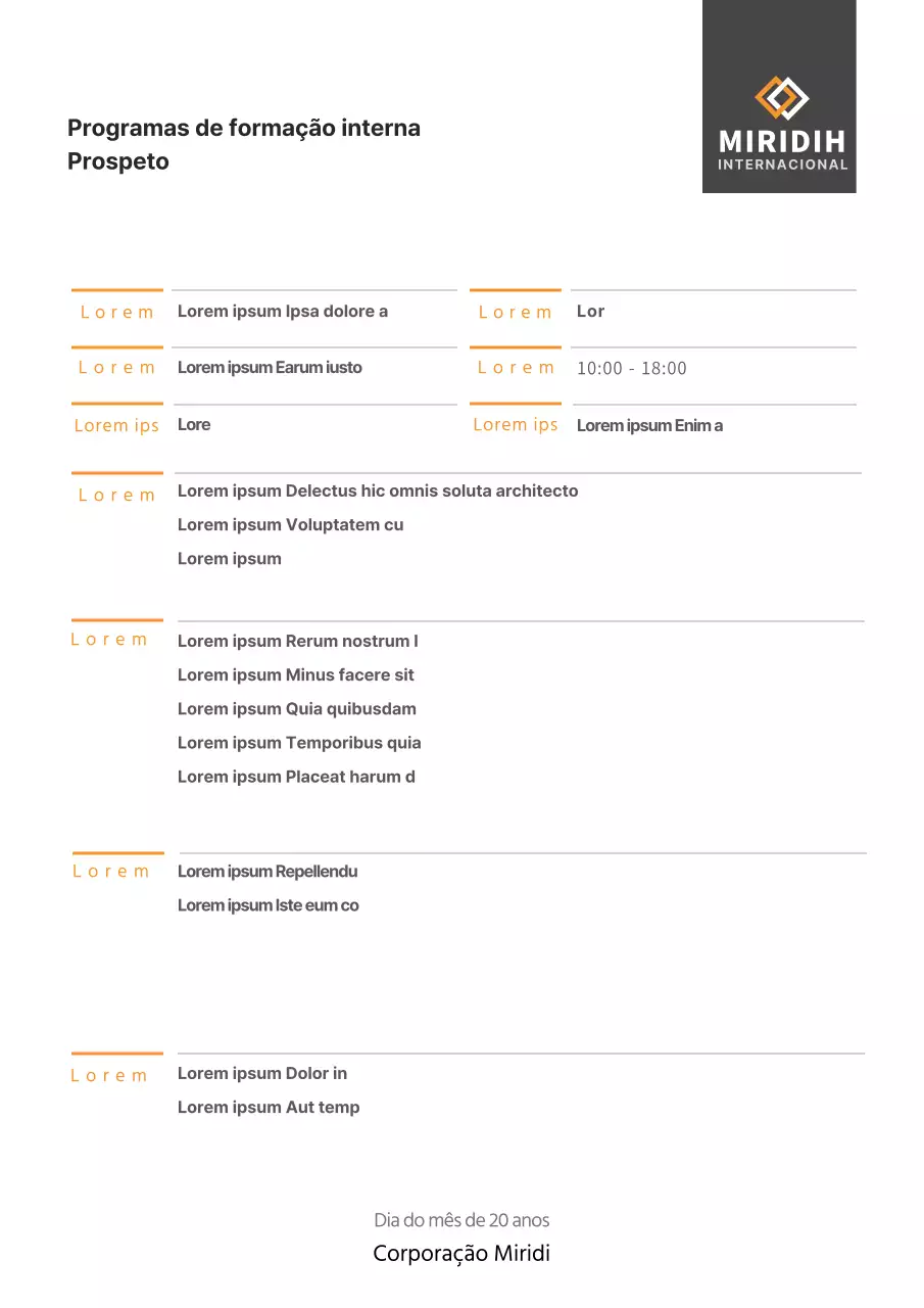 Um modelo simples de proposta de programa de formação internaDocumentação
