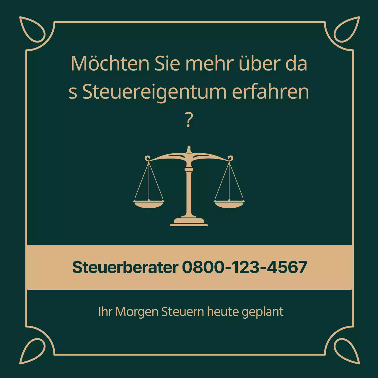 Informationen über die Grundsteuer in grüner (dunkler) und goldener Schrift