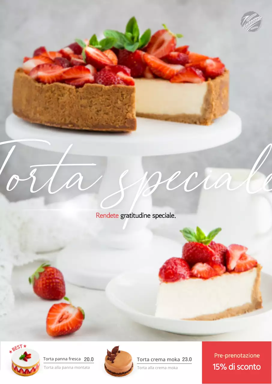 Sconto per la prenotazione di una torta alle fragole rosse