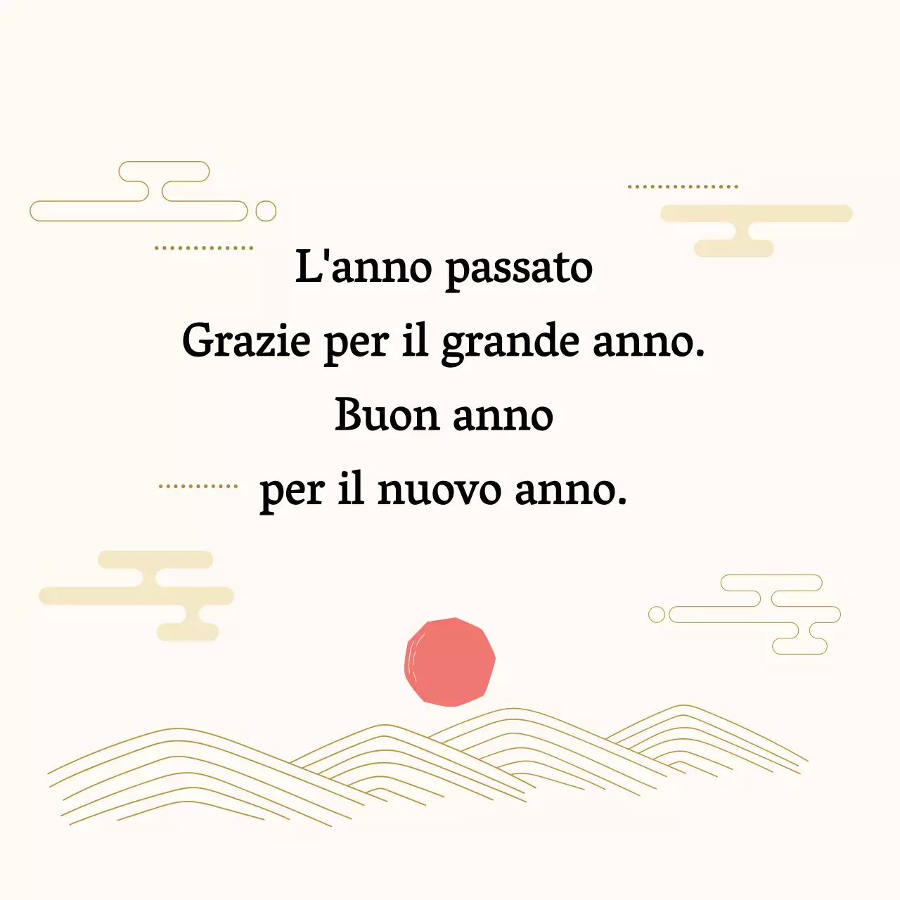 Etichetta di auguri per il nuovo anno illustrata in rosso avorio