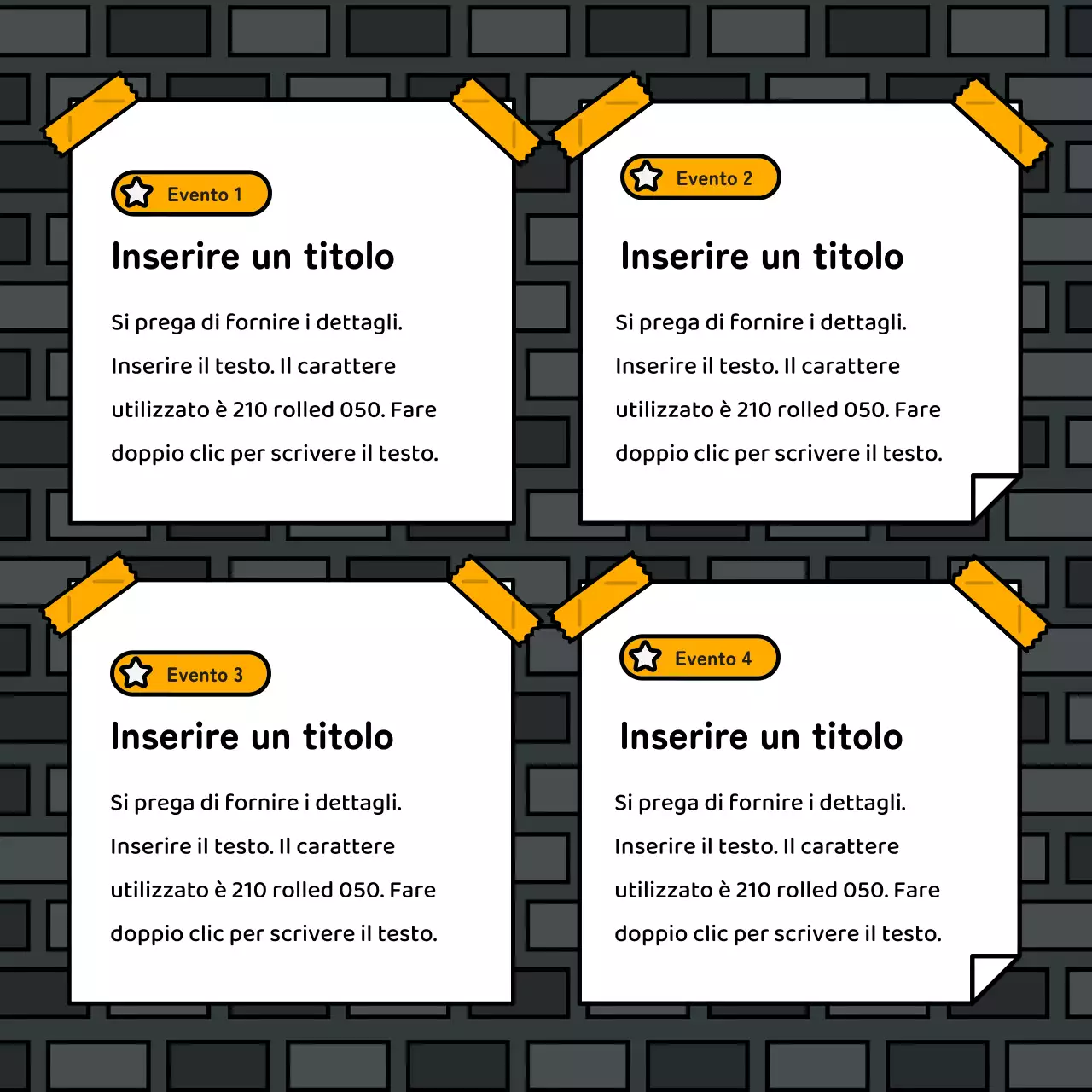 Evento di base e carino in stile illustrazione con accenti blu, rossi e gialli