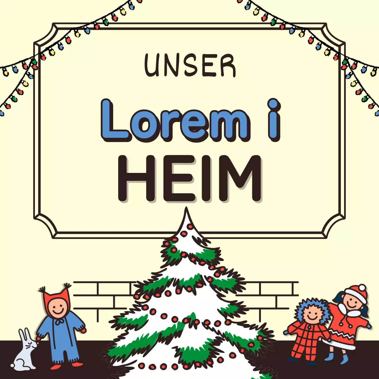 Winterurlaub mit niedlichen Illustrationen in Beige