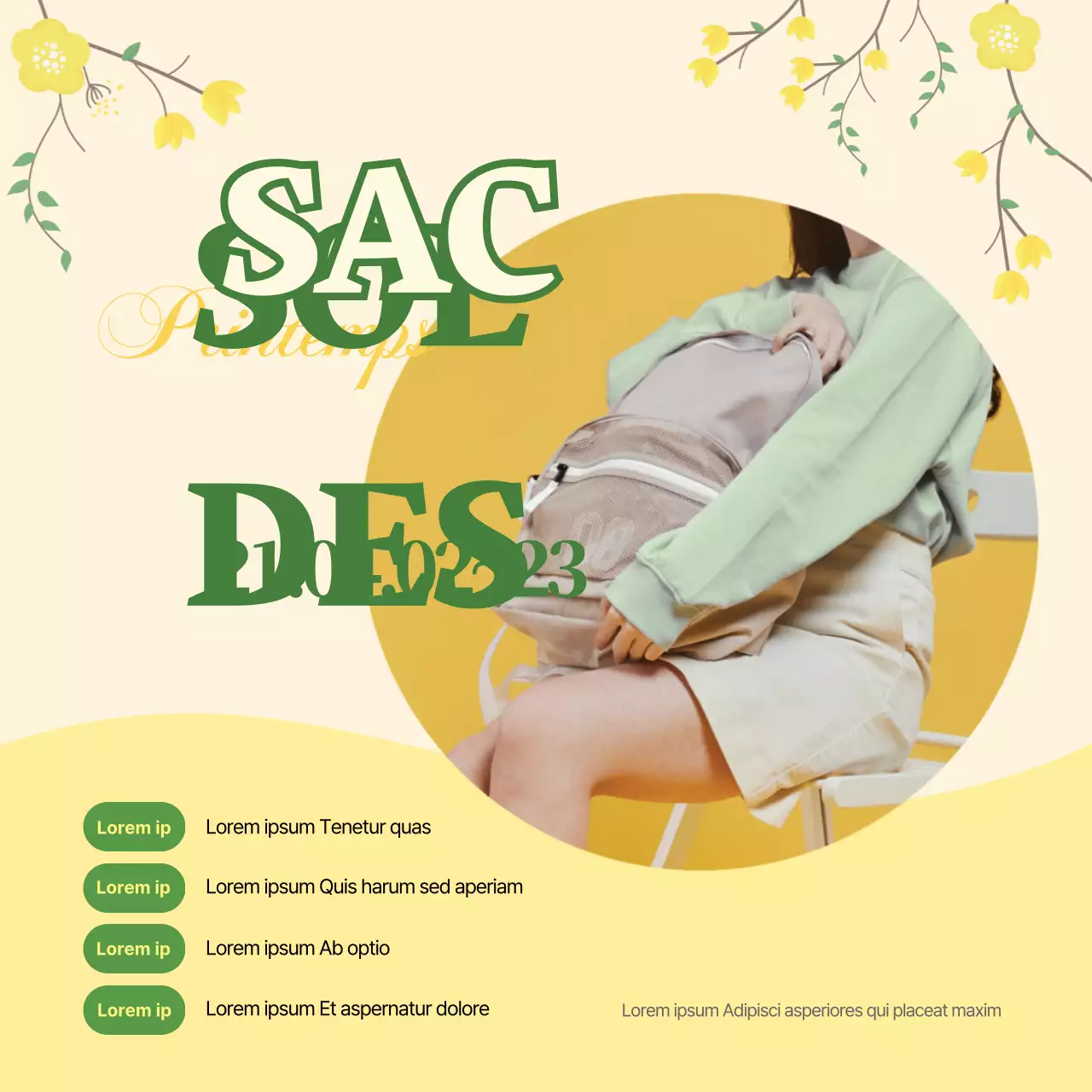 Yellow Green Photo Highlight Neat Spring Bags Promouvoir une vente événementielle