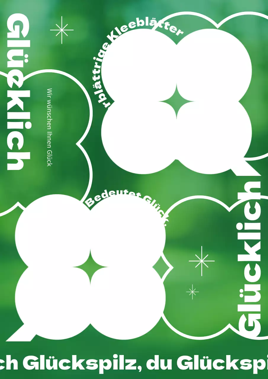 Niedliches Poster mit vierblättrigem Kleeblatt als Akzent in Weiß