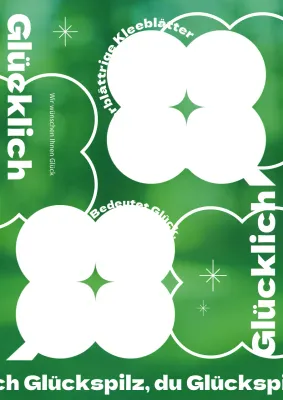 Niedliches Poster mit vierblättrigem Kleeblatt als Akzent in Weiß