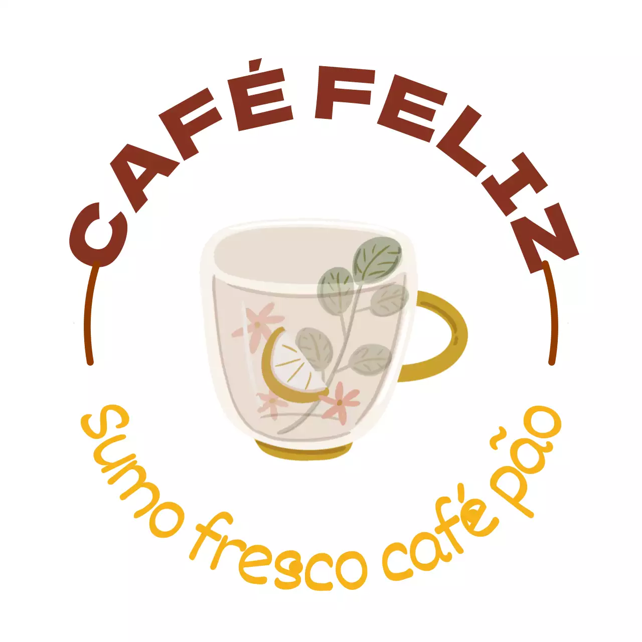 Rótulo de café com ilustração de fundo branco