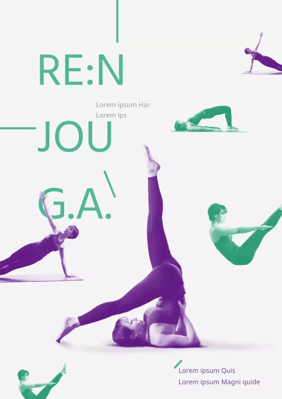 Simple Pilates Yoga School Korting Evenement Flyer in Groen en Paars