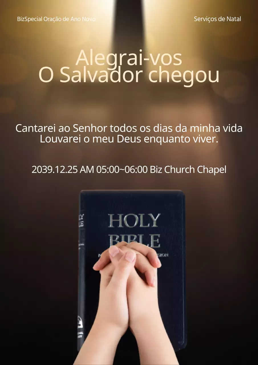 Promover uma cerimónia de Natal com classe, com Bíblias amarelas e fotografias de pessoas a rezar