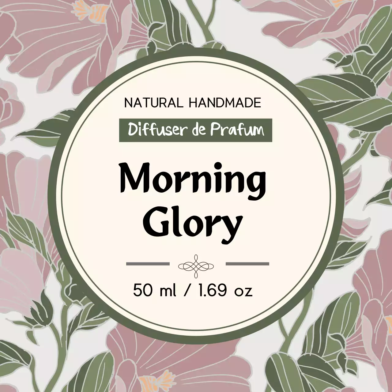 緑色のイラストのヴィンテージ感のある香水ラベル