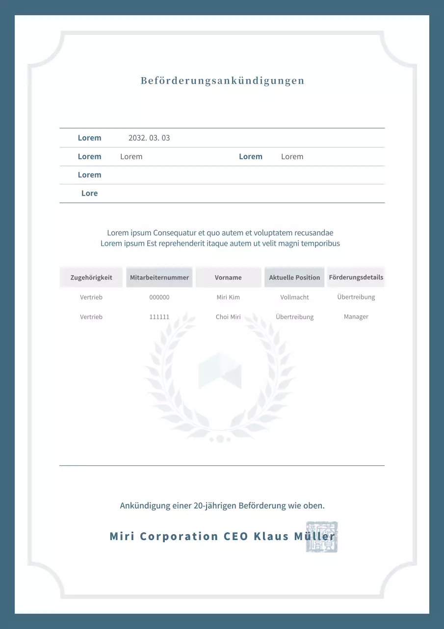 Eine saubere Werbeanzeige mit einem blauen Auflistungsdesign