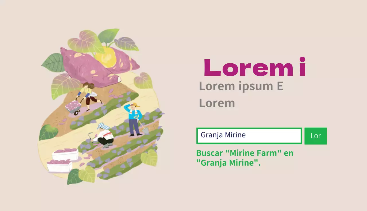 Bonita granja con ilustraciones en rosa
