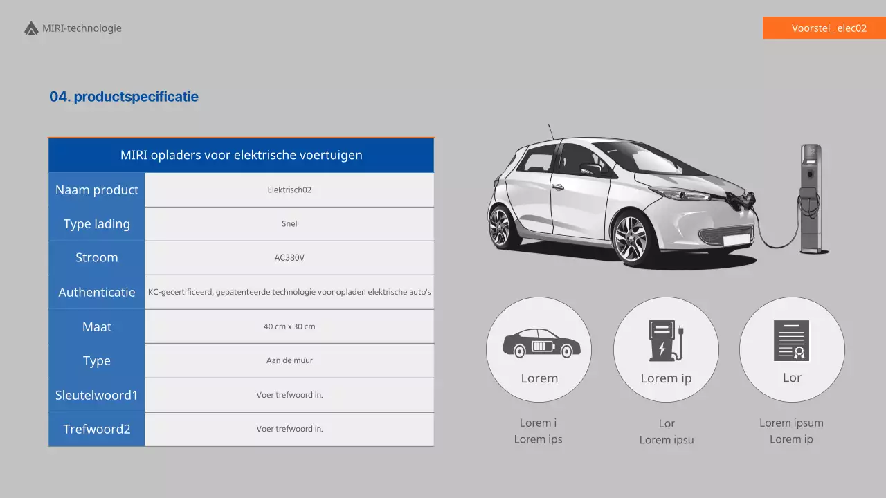 Voorstel om blauwe en oranje opladers voor elektrische voertuigen te leveren