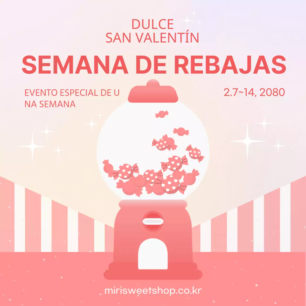 Evento del Día Blanco con un concepto de máquina de caramelos rosa y beige