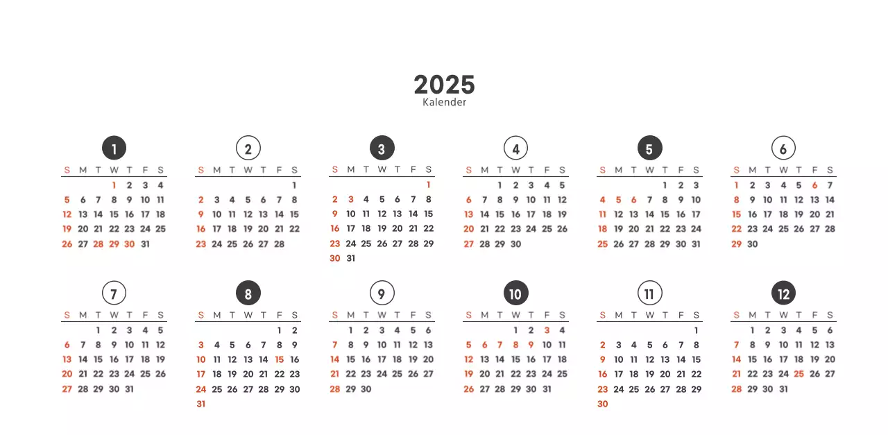 Café-Kalender im einfachen, modernen Stil