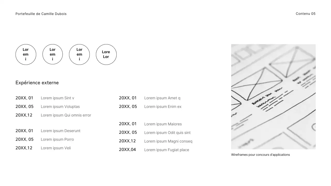 Portfolio simple d'un étudiant en blanc et noir